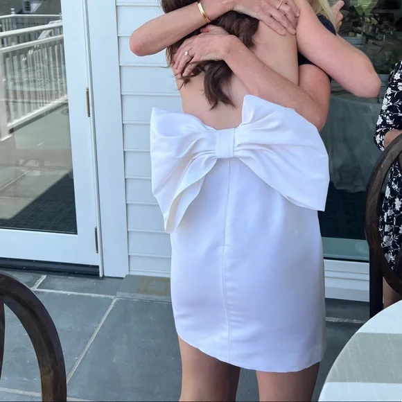 Alexia Maria Silk Faille Bow Back Mini White Size 2 - Picture 5 of 6